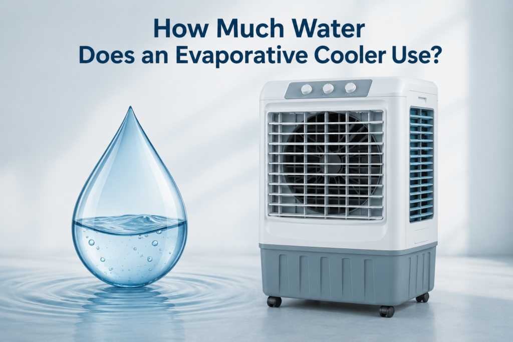 Evaporative cooler with water droplet