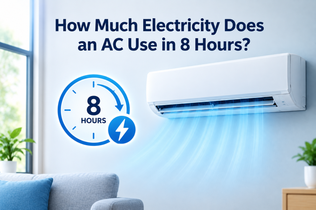AC electricity use in 8 hours