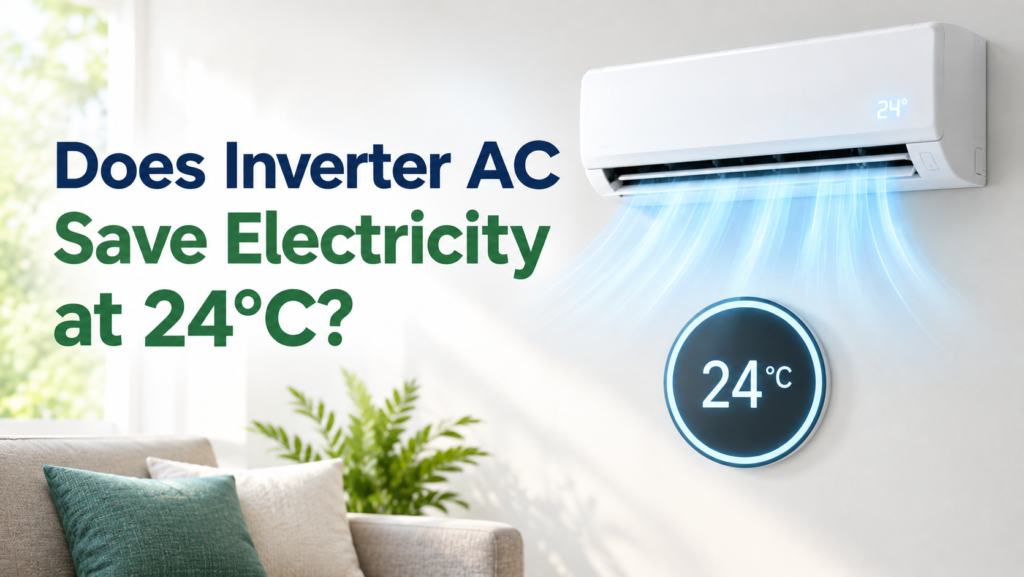 Inverter AC at 24°C saving electricity